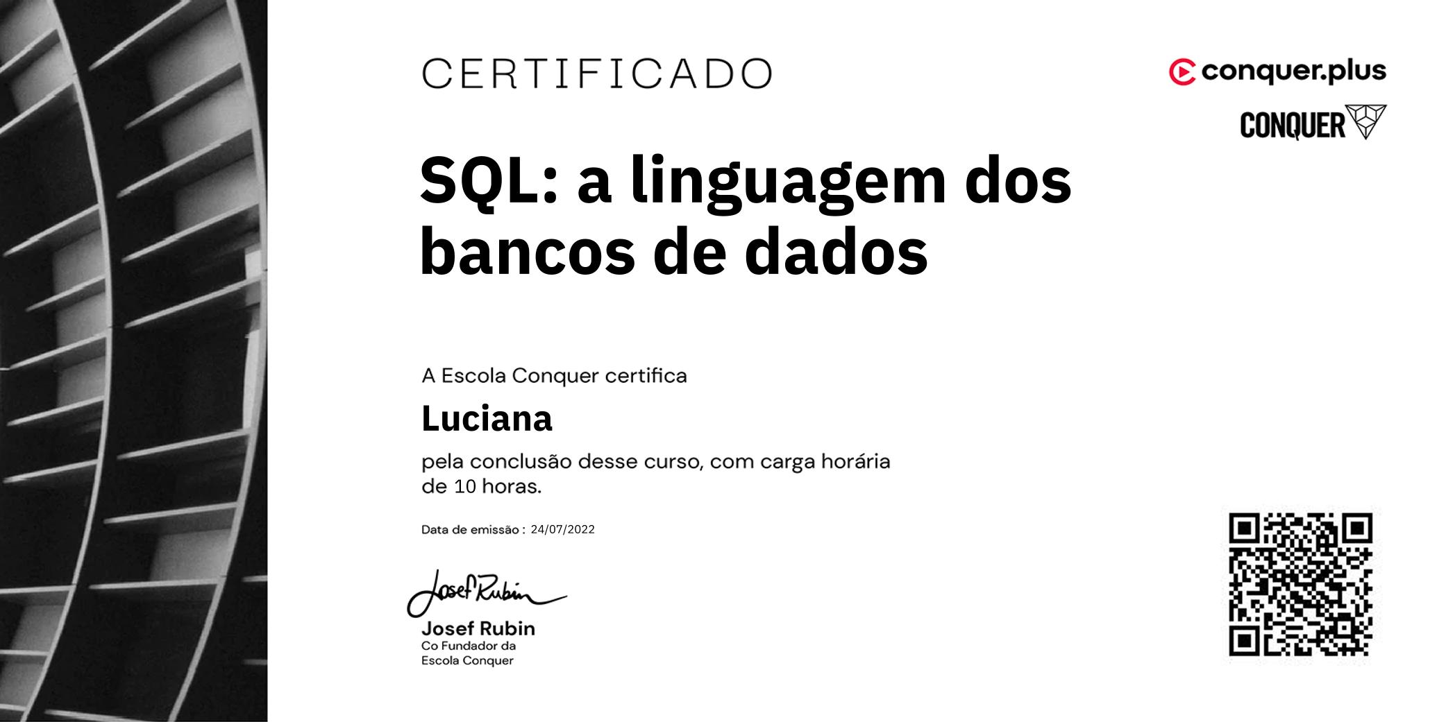 Certificado de SQL: a linguagem dos bancos de dados